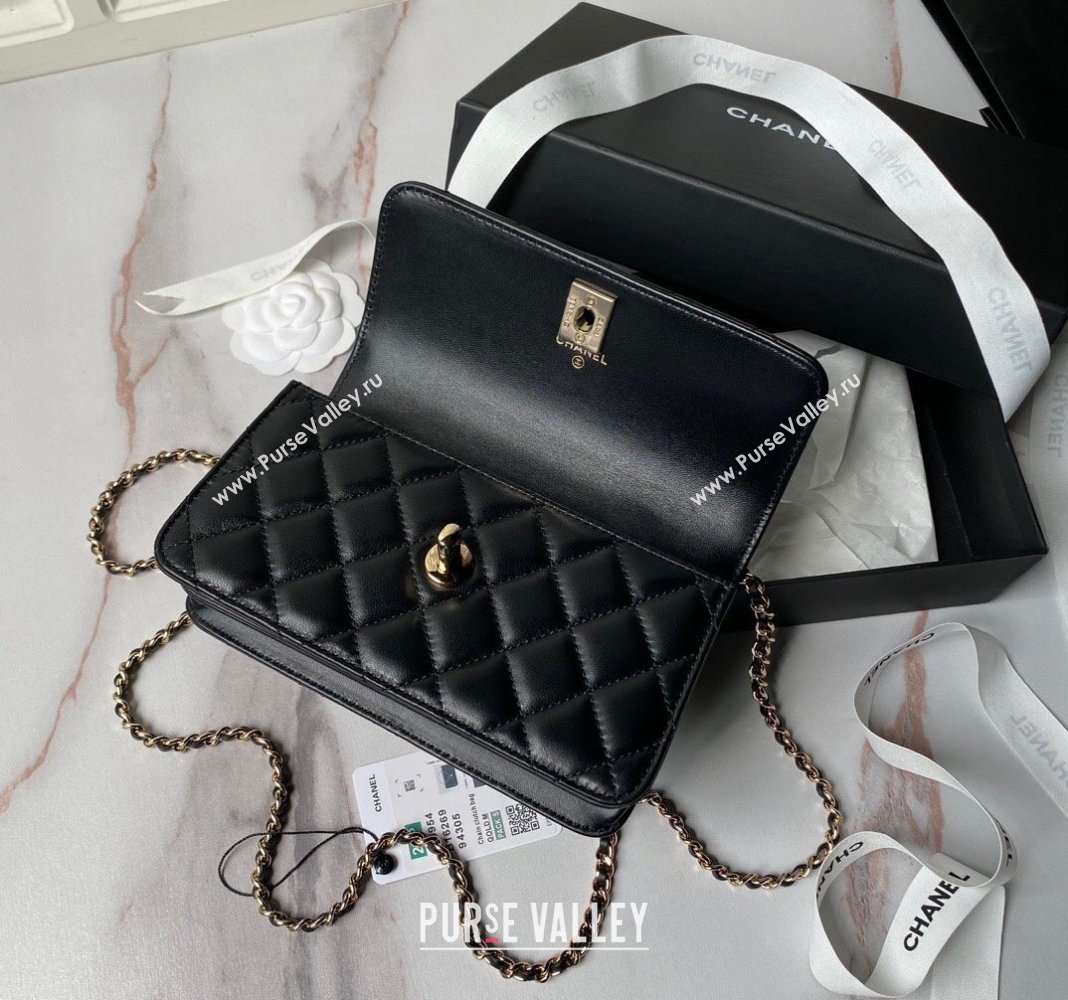 Chanel Lambskin Clutch with Chain and Pearls Top handle AP3954 Black 2024 (yezi-240808046)