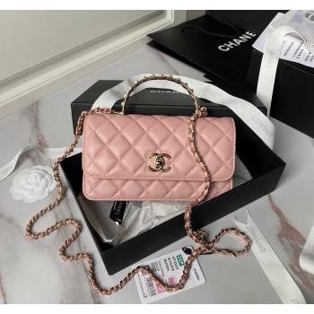 Chanel Lambskin Clutch with Chain and Pearls Top handle AP3954 Light Pink 2024 (yezi-240808048)