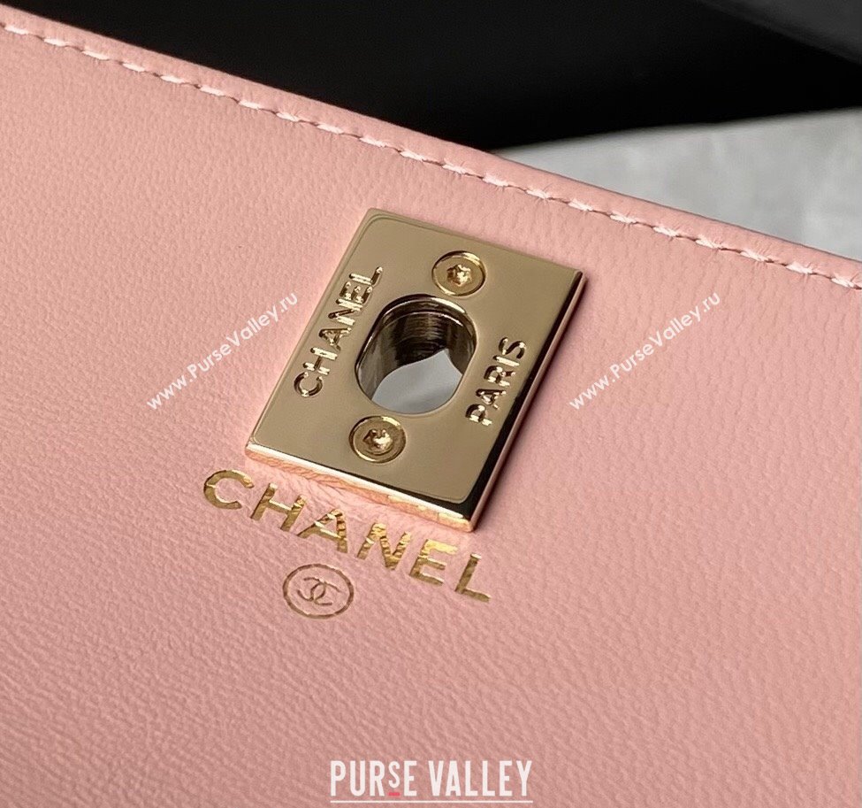 Chanel Lambskin Clutch with Chain and Pearls Top handle AP3954 Light Pink 2024 (yezi-240808048)