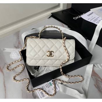 Chanel Lambskin Clutch with Chain and Pearls Top handle AP3954 White 2024 (yezi-240808049)