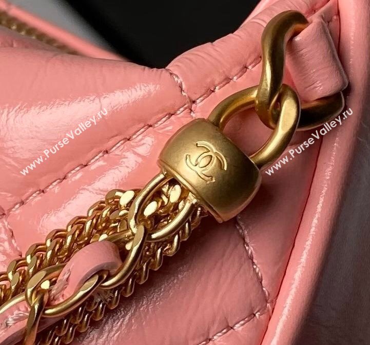 Chanel Shiny Crumpled Calfskin Pouch with Knot Chain Light Pink 2024 AP4058 (yezi-240808050)