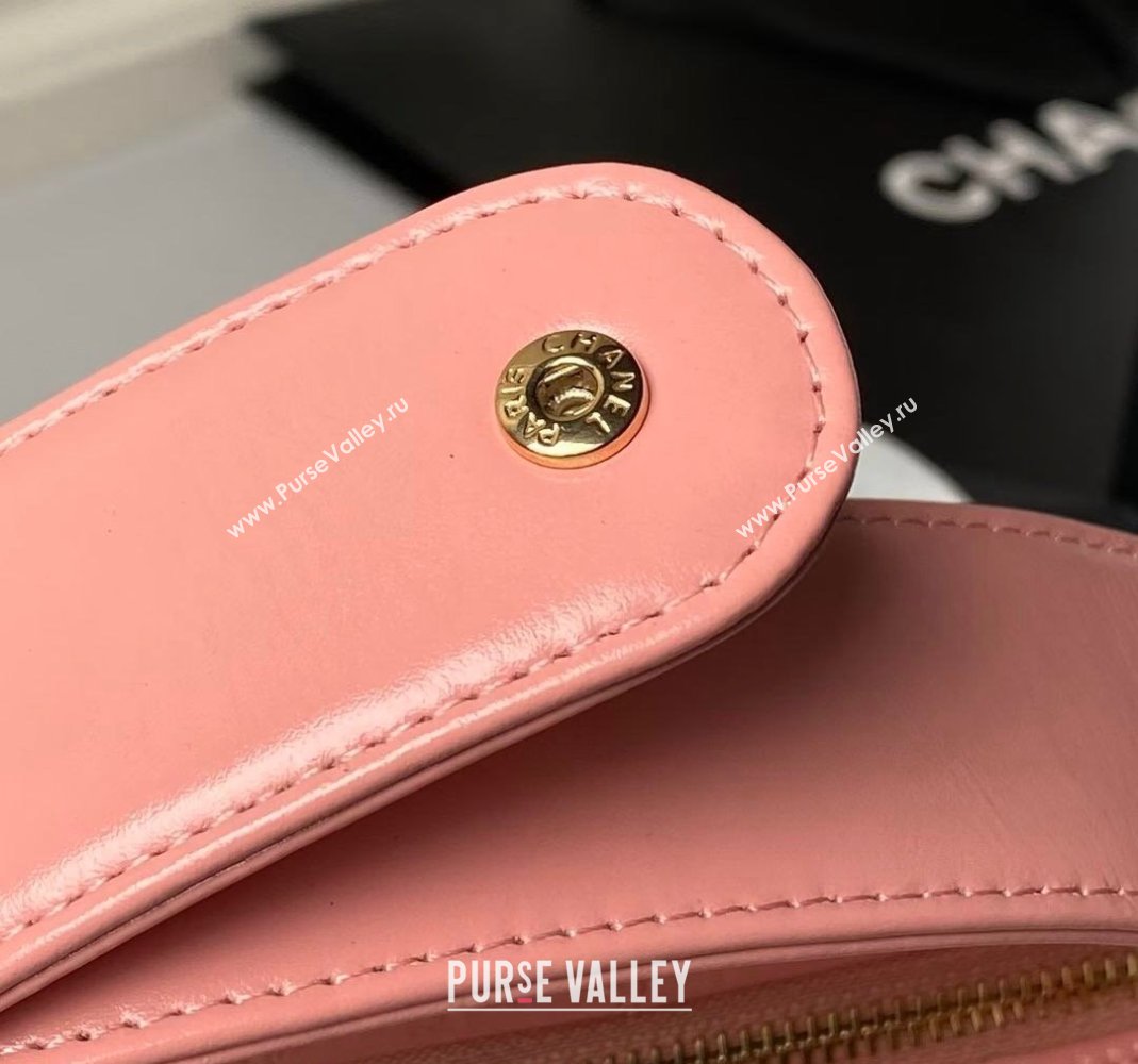 Chanel Shiny Crumpled Calfskin Pouch with Knot Chain Light Pink 2024 AP4058 (yezi-240808050)