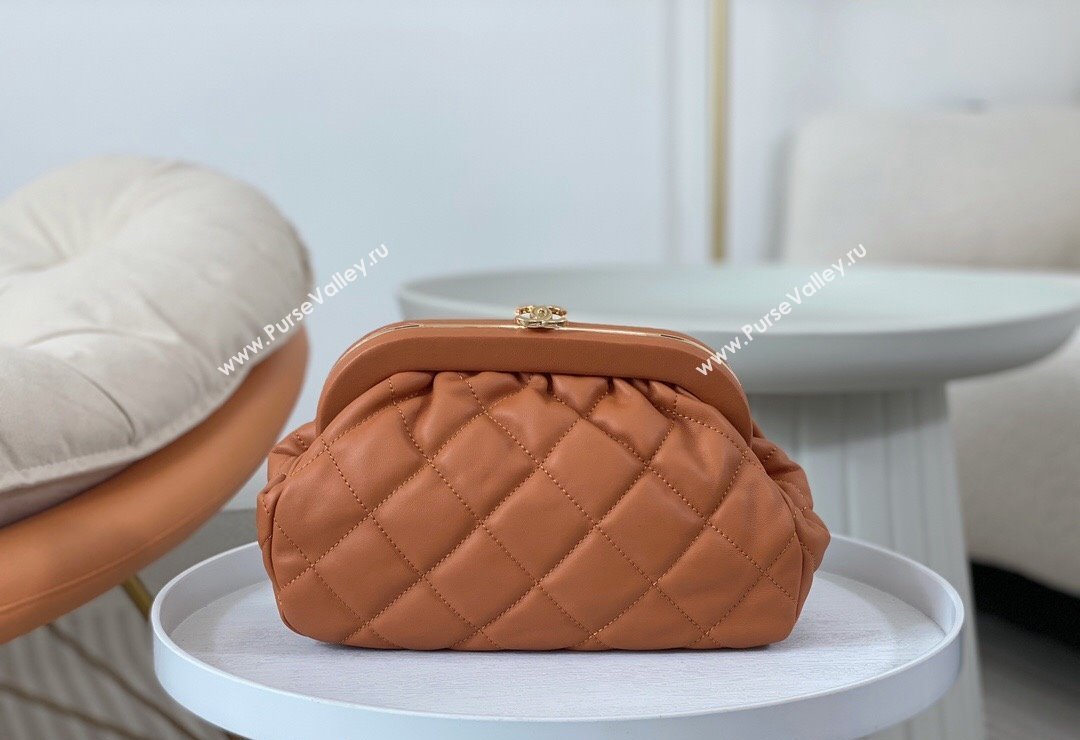 Chanel Lambskin Clutch with Chain AS4717 Light Brown 2024 (SM-240808001)