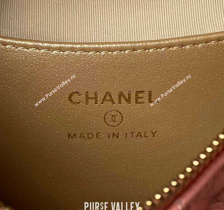 Chanel Shiny Crumpled Calfskin Pouch with Knot Chain Light Pink 2024 AP4058 (yezi-240808050)