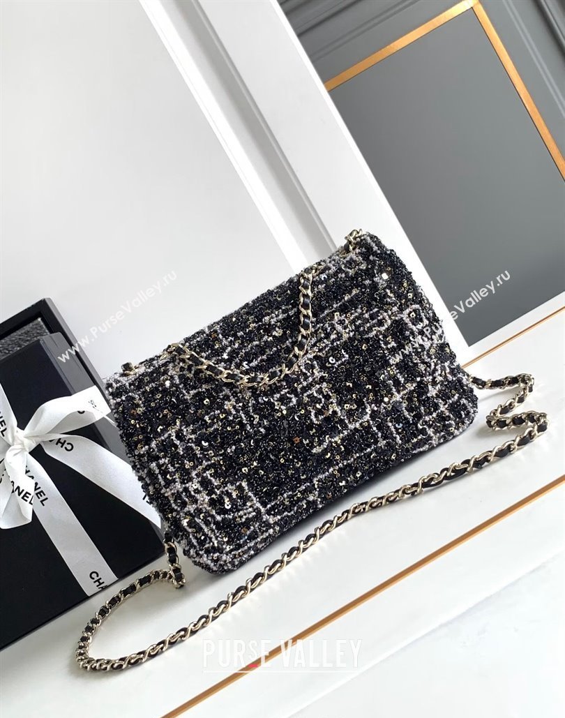 Chanel Sequins Tweed Mini Flap Bag Black 2024 (JY-240808012)