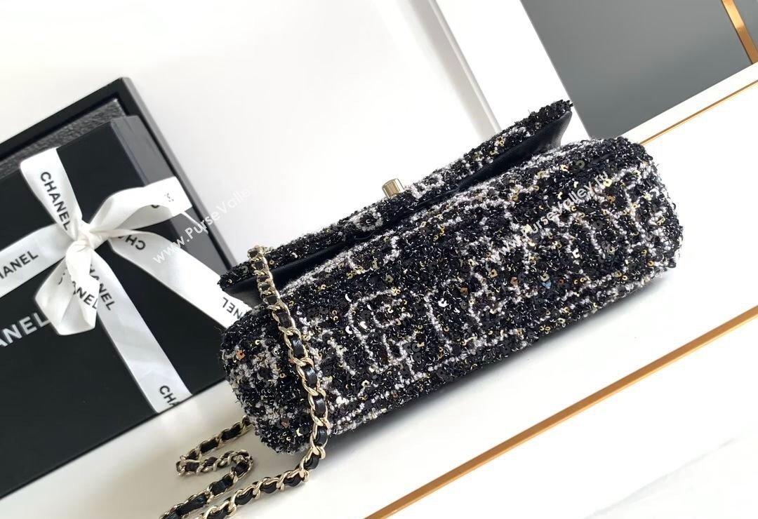 Chanel Sequins Tweed Mini Flap Bag Black 2024 (JY-240808012)