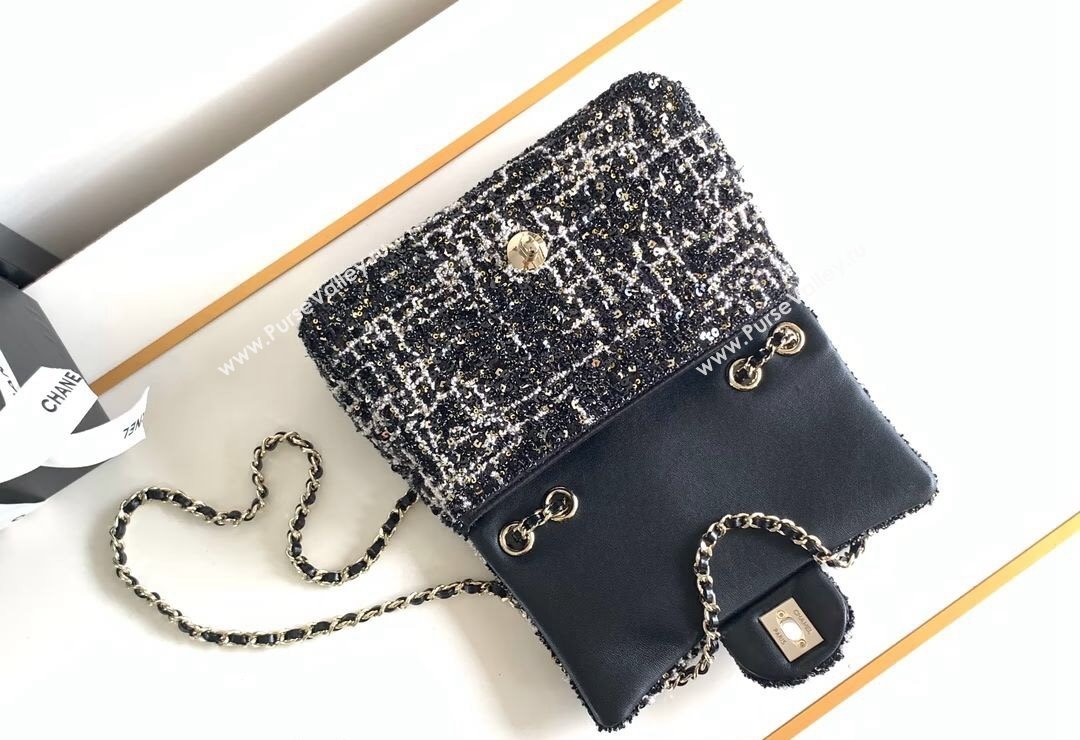 Chanel Sequins Tweed Mini Flap Bag Black 2024 (JY-240808012)