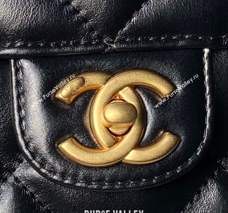 Chanel Shiny Calfskin Bowling Bag Black AS4905 2024 (yezi-240808004)