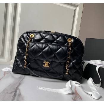 Chanel Shiny Calfskin Bowling Bag Black AS4812 2024 (yezi-240808005)