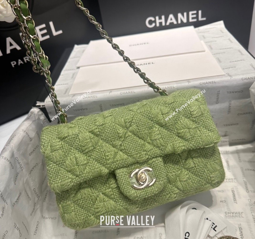 Chanel Classic Tweed Mini Flap Bag A69900 Green 2024 0808 (yezi-240808006)