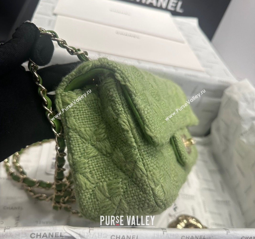 Chanel Classic Tweed Mini Flap Bag A69900 Green 2024 0808 (yezi-240808006)