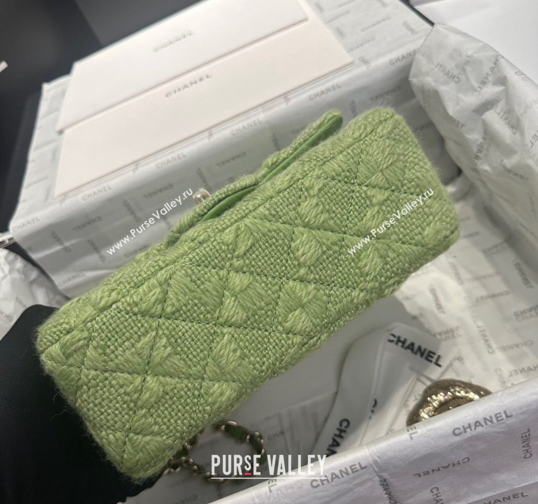 Chanel Classic Tweed Mini Flap Bag A69900 Green 2024 0808 (yezi-240808006)