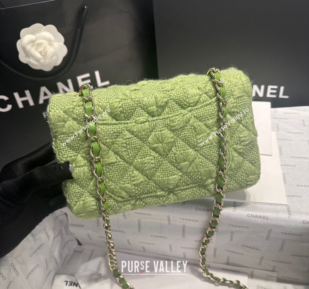 Chanel Classic Tweed Mini Flap Bag A69900 Green 2024 0808 (yezi-240808006)