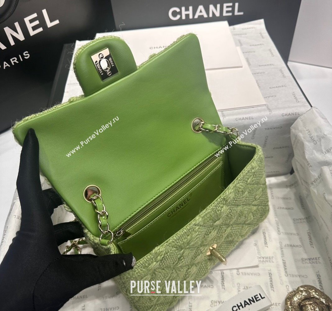 Chanel Classic Tweed Mini Flap Bag A69900 Green 2024 0808 (yezi-240808006)