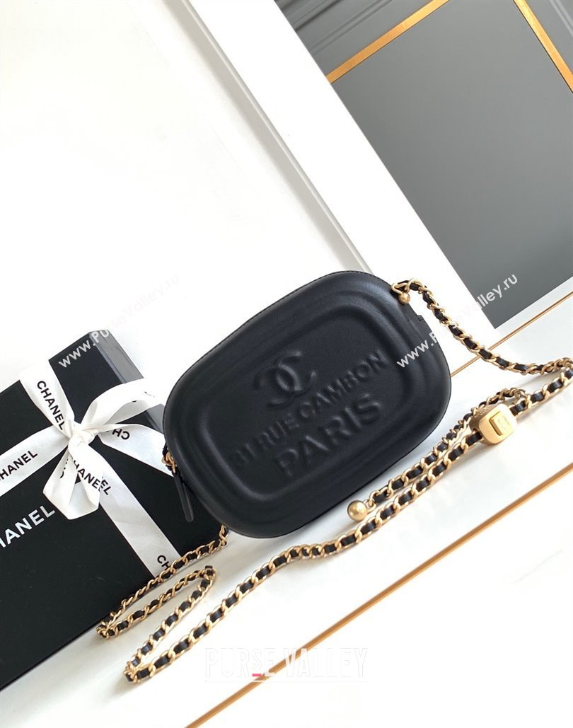 Chanel Lambskin Round Clutch with Chain Black 2024 0808 (yezi-240808025)