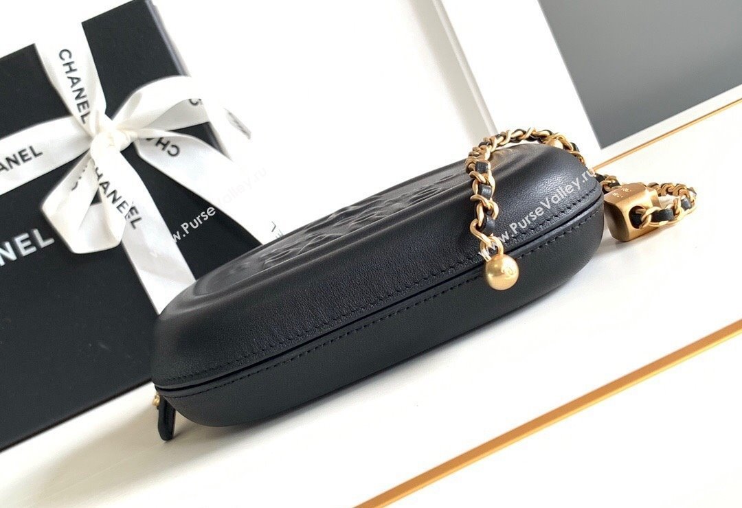 Chanel Lambskin Round Clutch with Chain Black 2024 0808 (yezi-240808025)