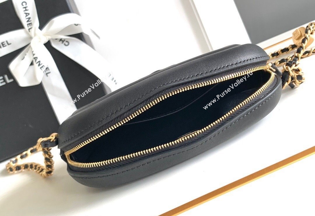 Chanel Lambskin Round Clutch with Chain Black 2024 0808 (yezi-240808025)