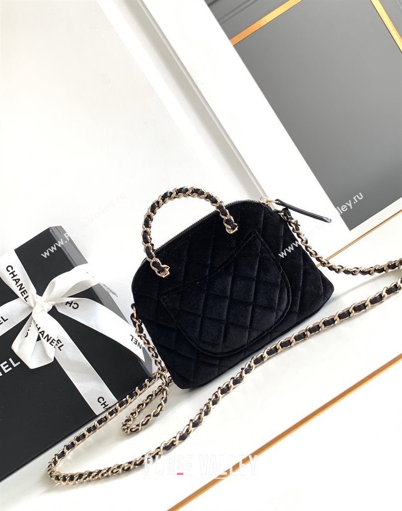 Chanel Velvet Clutch with Chain and Top Handle Black 2024 AP3354 (yezi-240808017)