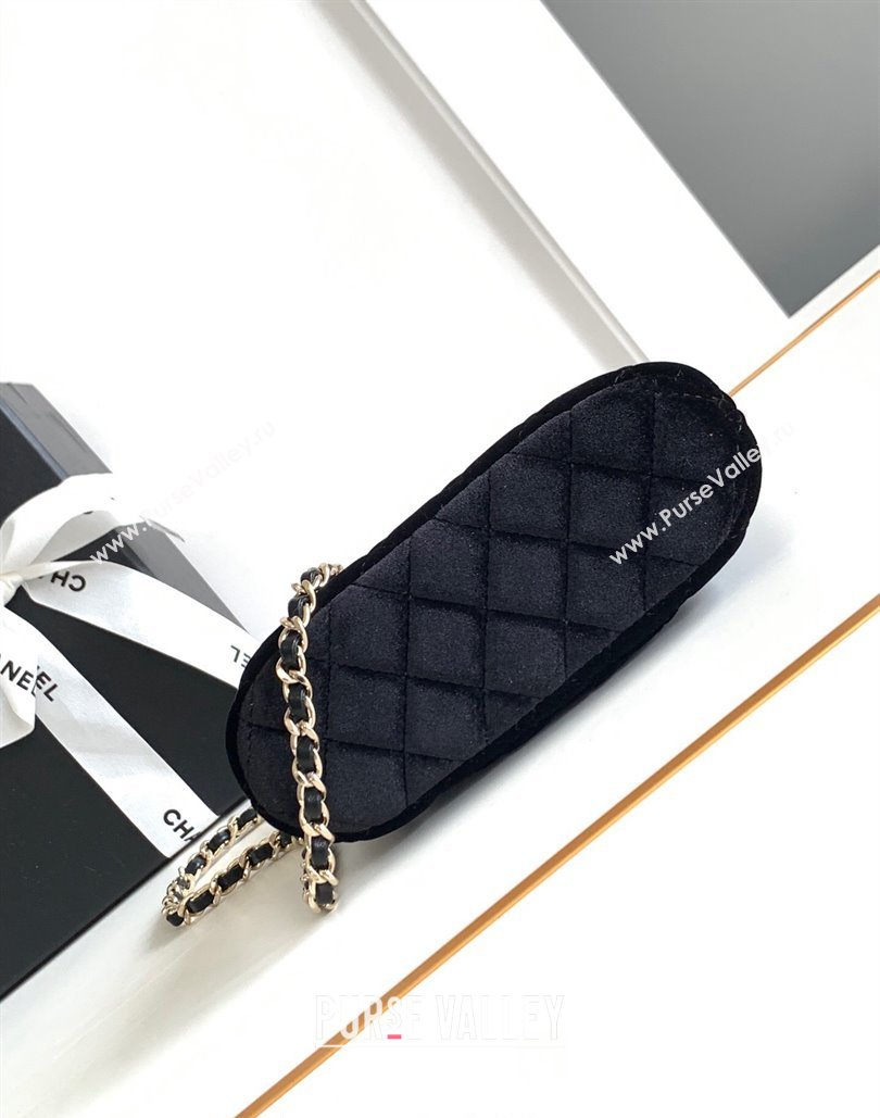 Chanel Velvet Clutch with Chain and Top Handle Black 2024 AP3354 (yezi-240808017)