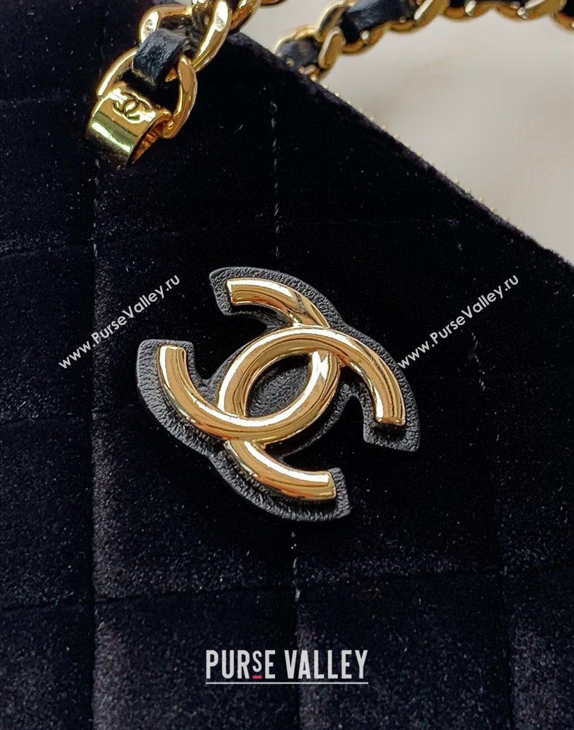 Chanel Velvet Clutch with Chain and Top Handle Black 2024 AP3354 (yezi-240808017)