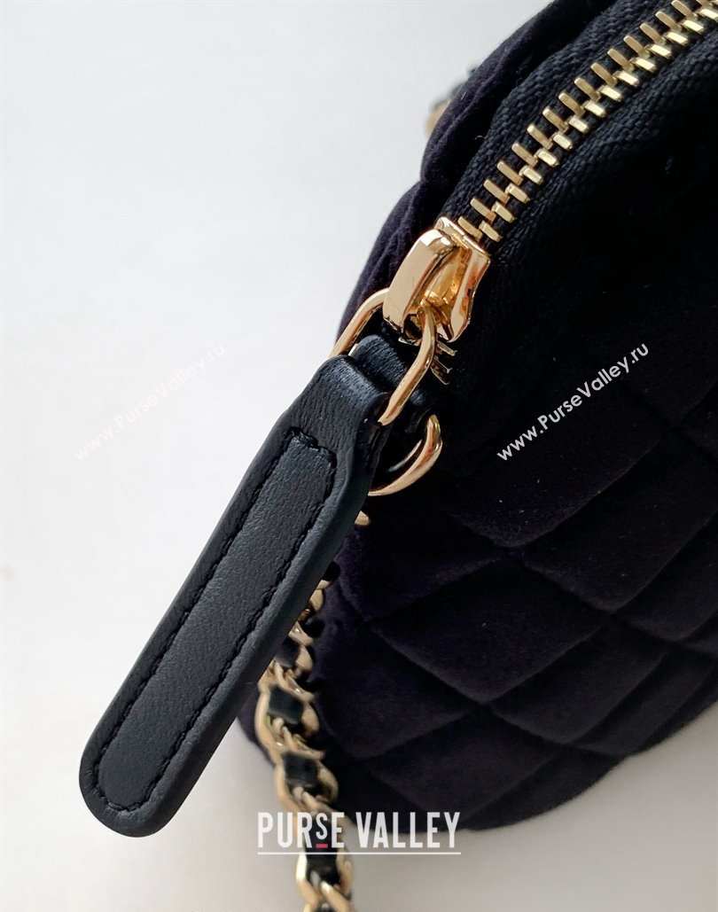 Chanel Velvet Clutch with Chain and Top Handle Black 2024 AP3354 (yezi-240808017)