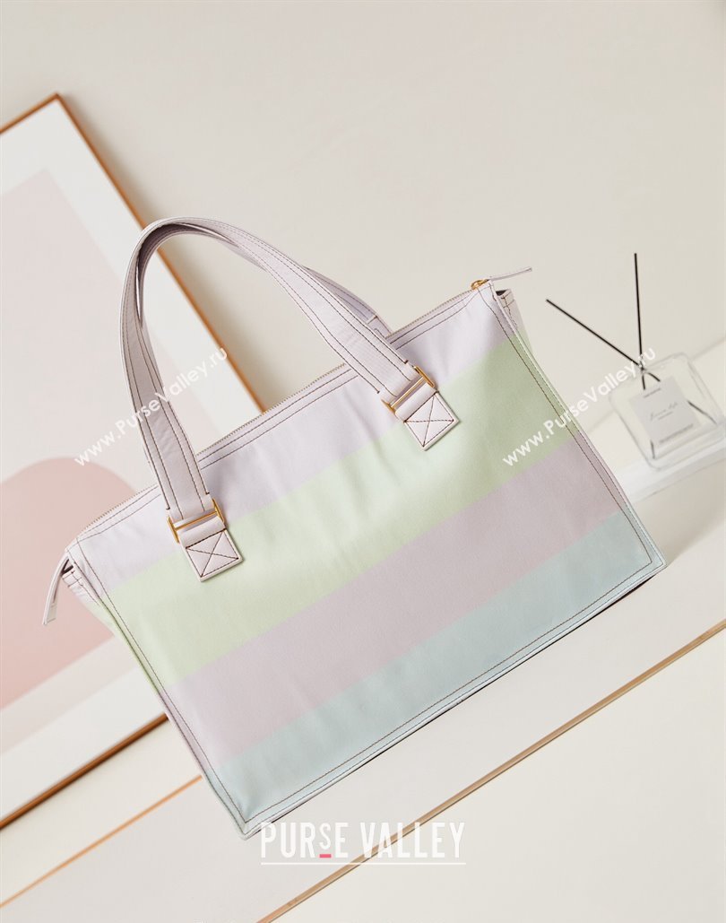 Chanel Fabric Shopping bag AS4719 Pale Purple/Blue/Green 2024 (yezi-240808018)