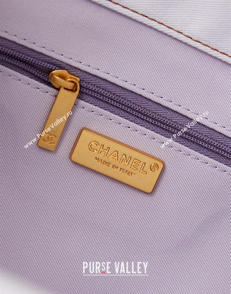 Chanel Fabric Shopping bag AS4719 Pale Purple/Blue/Green 2024 (yezi-240808018)