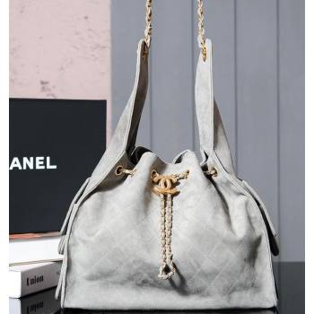 Chanel Suede Shopping Bag Grey 2025C 0808 (yezi-240808036)