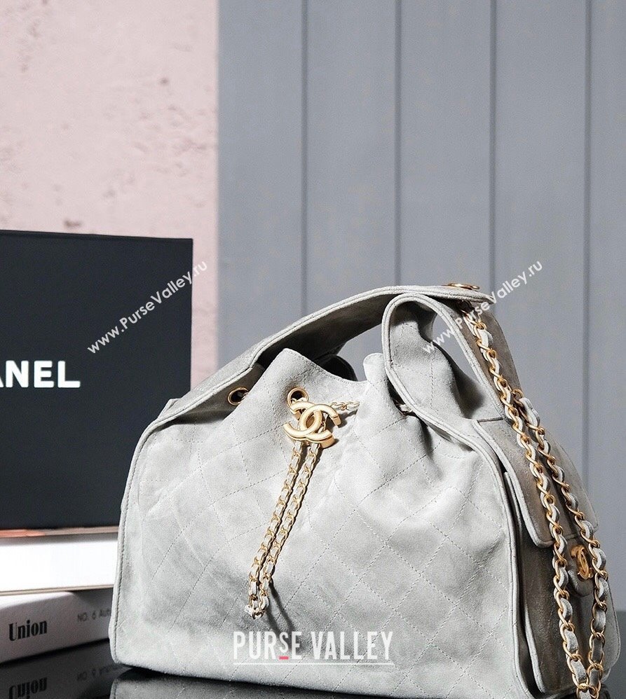 Chanel Suede Shopping Bag Grey 2025C 0808 (yezi-240808036)