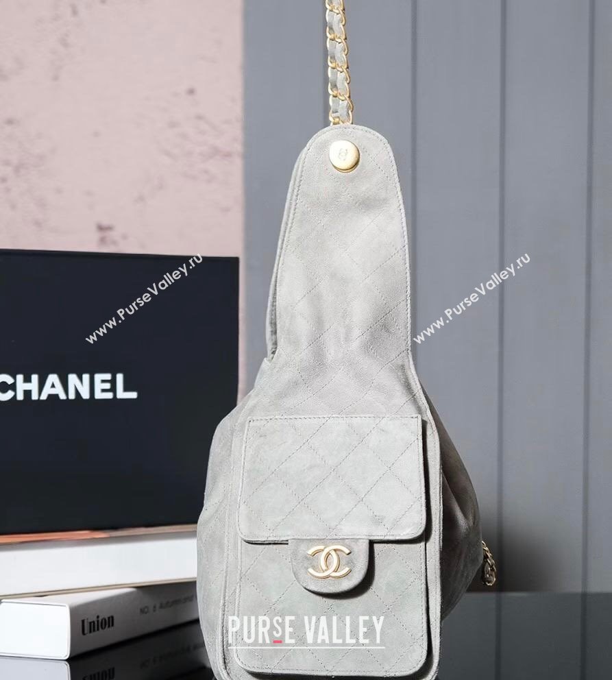 Chanel Suede Shopping Bag Grey 2025C 0808 (yezi-240808036)