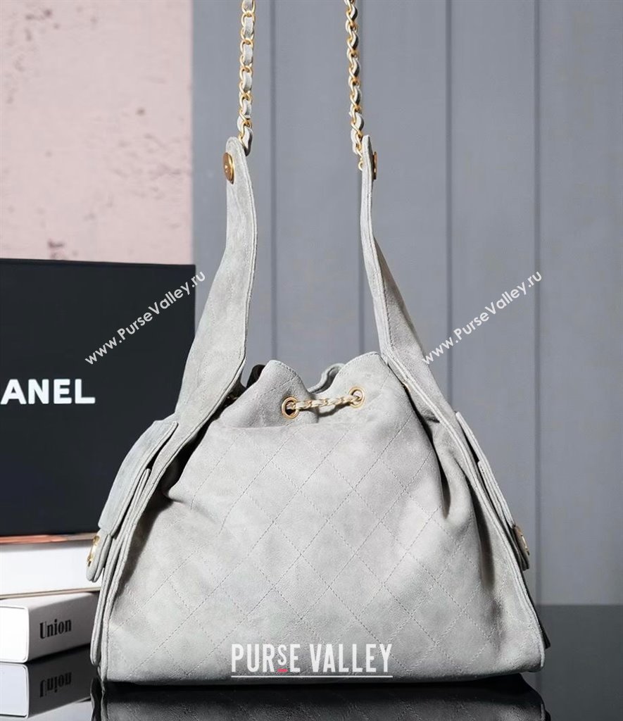 Chanel Suede Shopping Bag Grey 2025C 0808 (yezi-240808036)