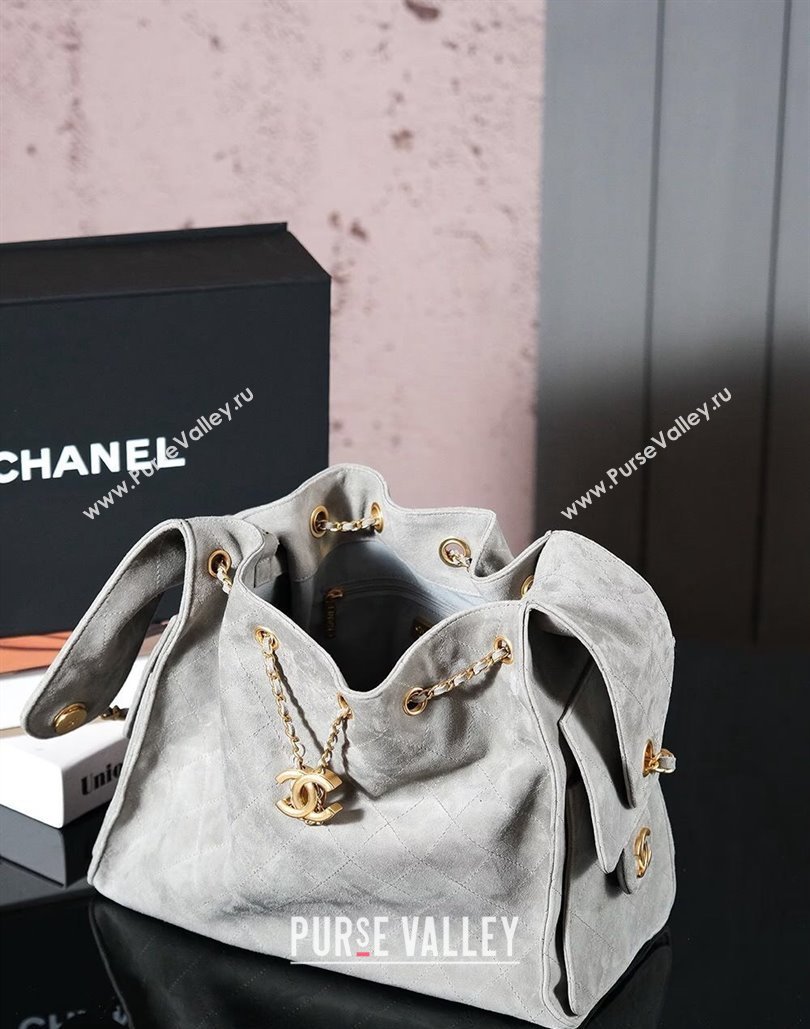 Chanel Suede Shopping Bag Grey 2025C 0808 (yezi-240808036)