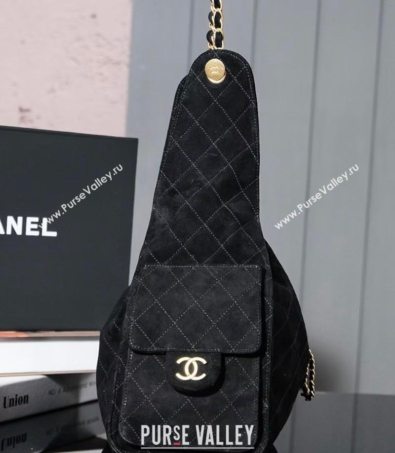 Chanel Suede Shopping Bag Black 2025C 0808 (yezi-240808037)