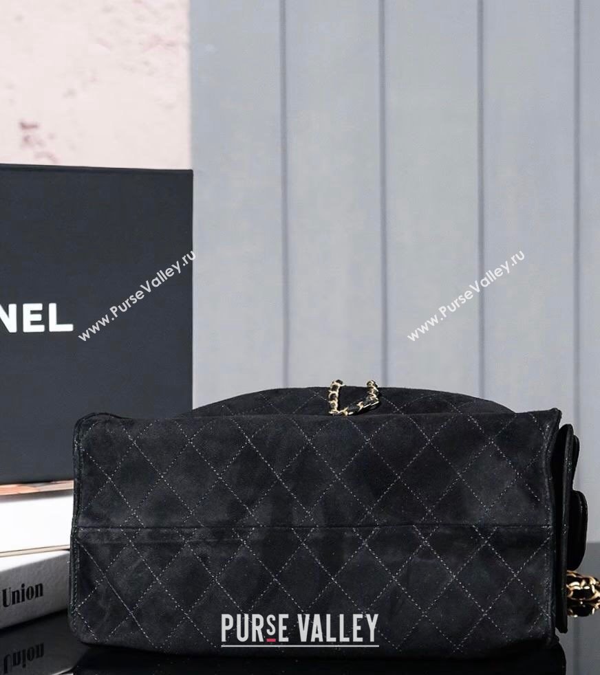 Chanel Suede Shopping Bag Black 2025C 0808 (yezi-240808037)