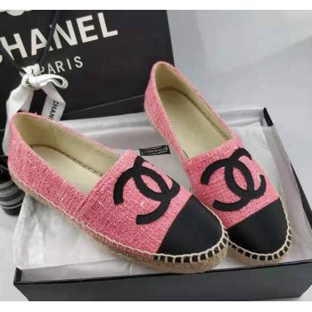 Chanel Tweed Grosgrain Espadrilles Flat Pink 2024 0815 (MD-240815127)