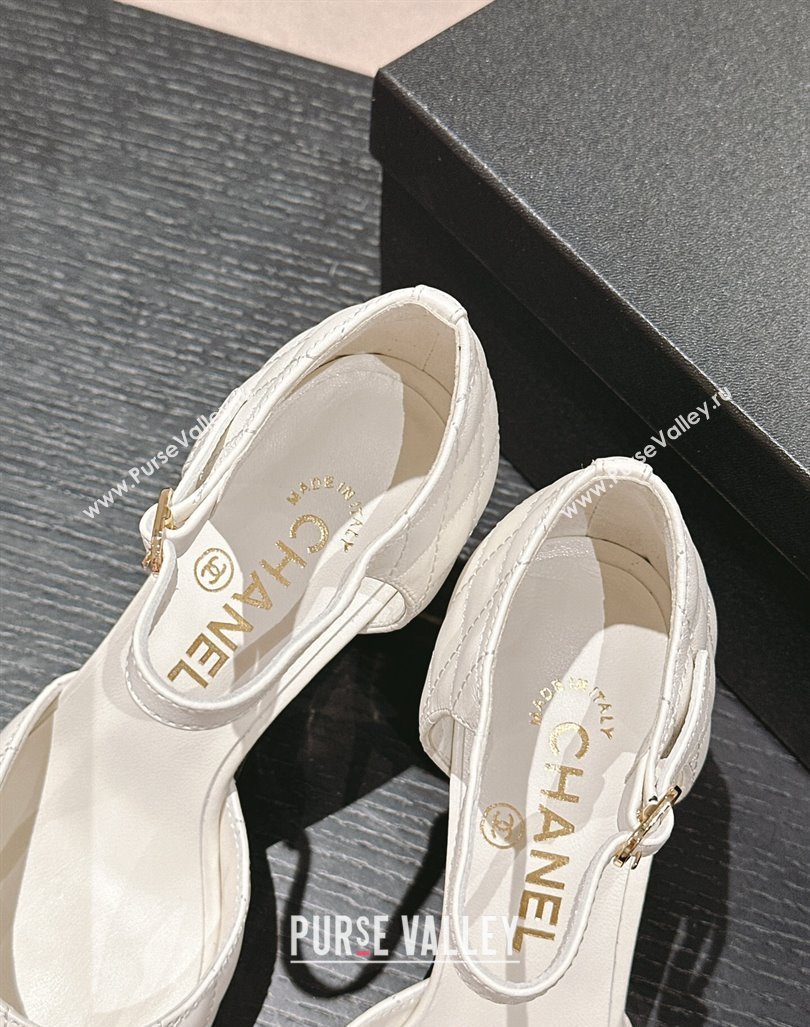 Chanel Quilted Lambskin Mary Janes Pumps 6.5cm White 2024 G45235 (MD-240816096)