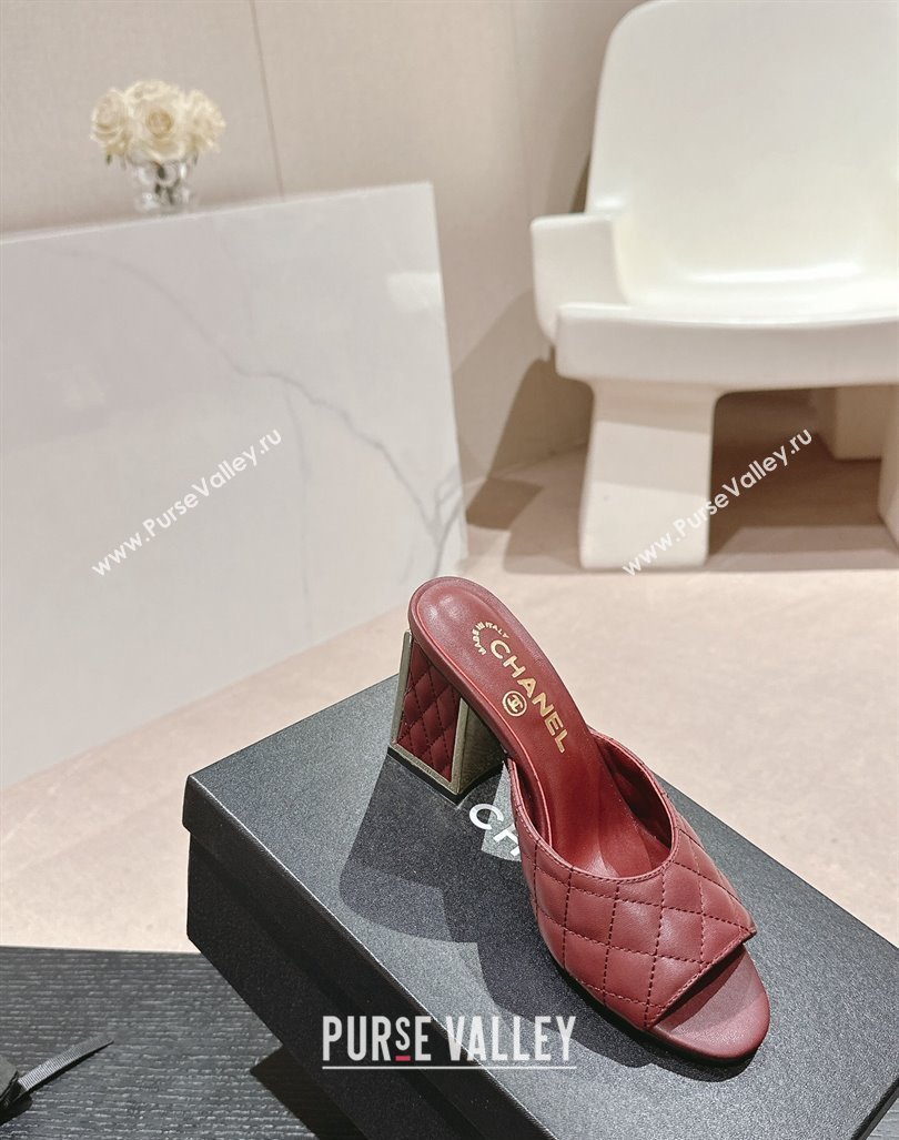 Chanel Quilted Lambskin Slides Sandal 6.5cm Burgundy 2024 G45235 (MD-240816098)