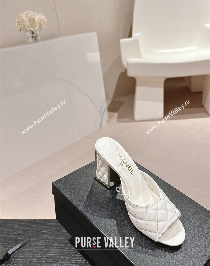 Chanel Quilted Lambskin Slides Sandal 6.5cm White 2024 G45235 (MD-240816099)