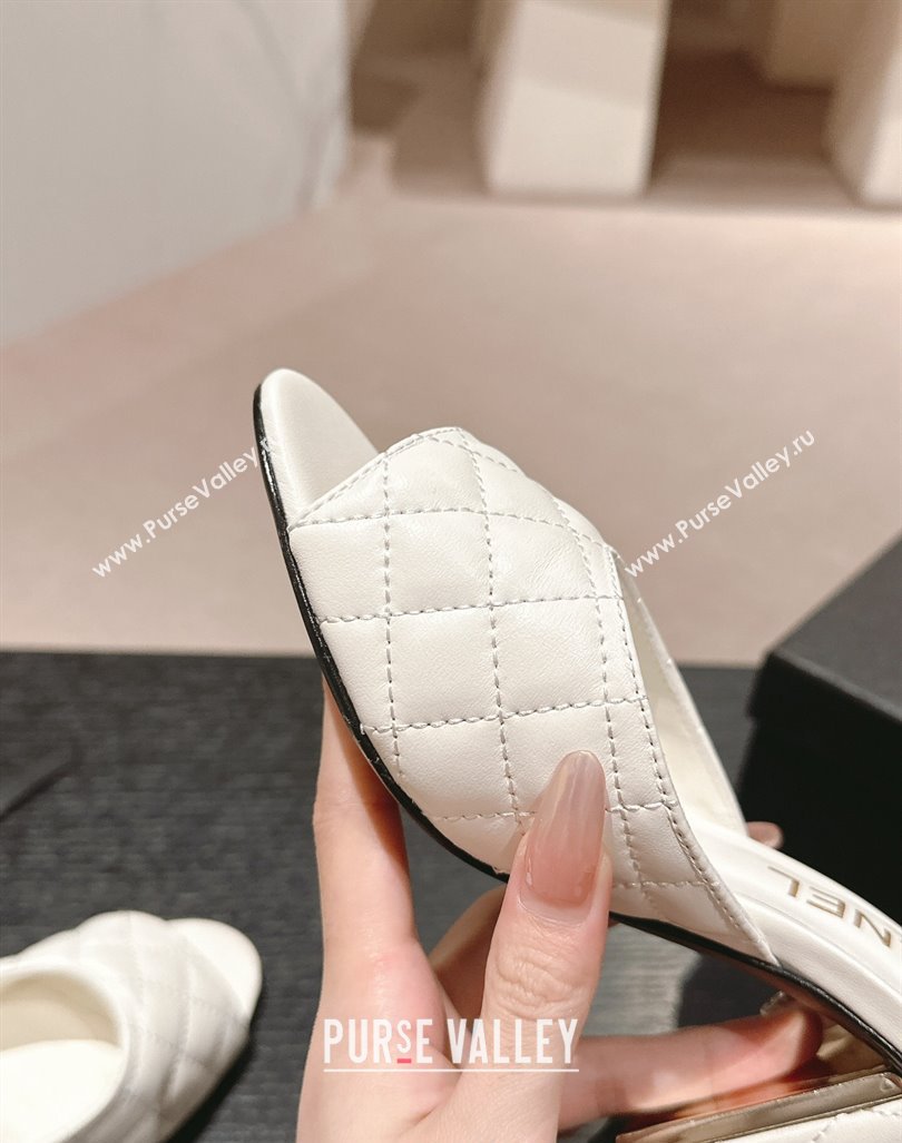 Chanel Quilted Lambskin Slides Sandal 6.5cm White 2024 G45235 (MD-240816099)