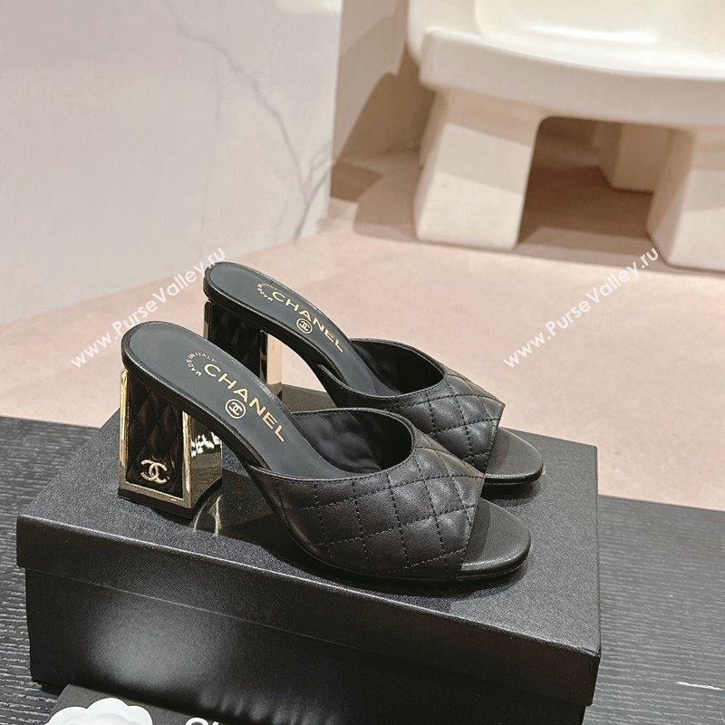 Chanel Quilted Lambskin Slides Sandal 6.5cm Black 2024 G45235 (MD-240816102)