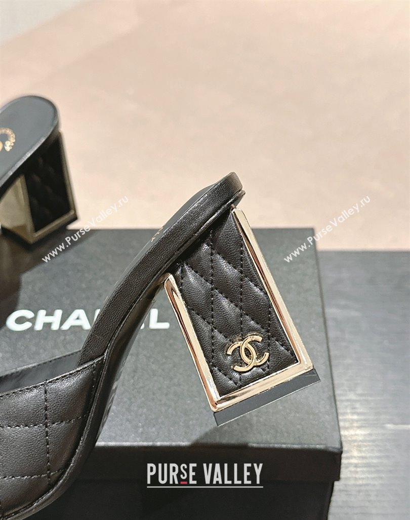 Chanel Quilted Lambskin Slides Sandal 6.5cm Black 2024 G45235 (MD-240816102)