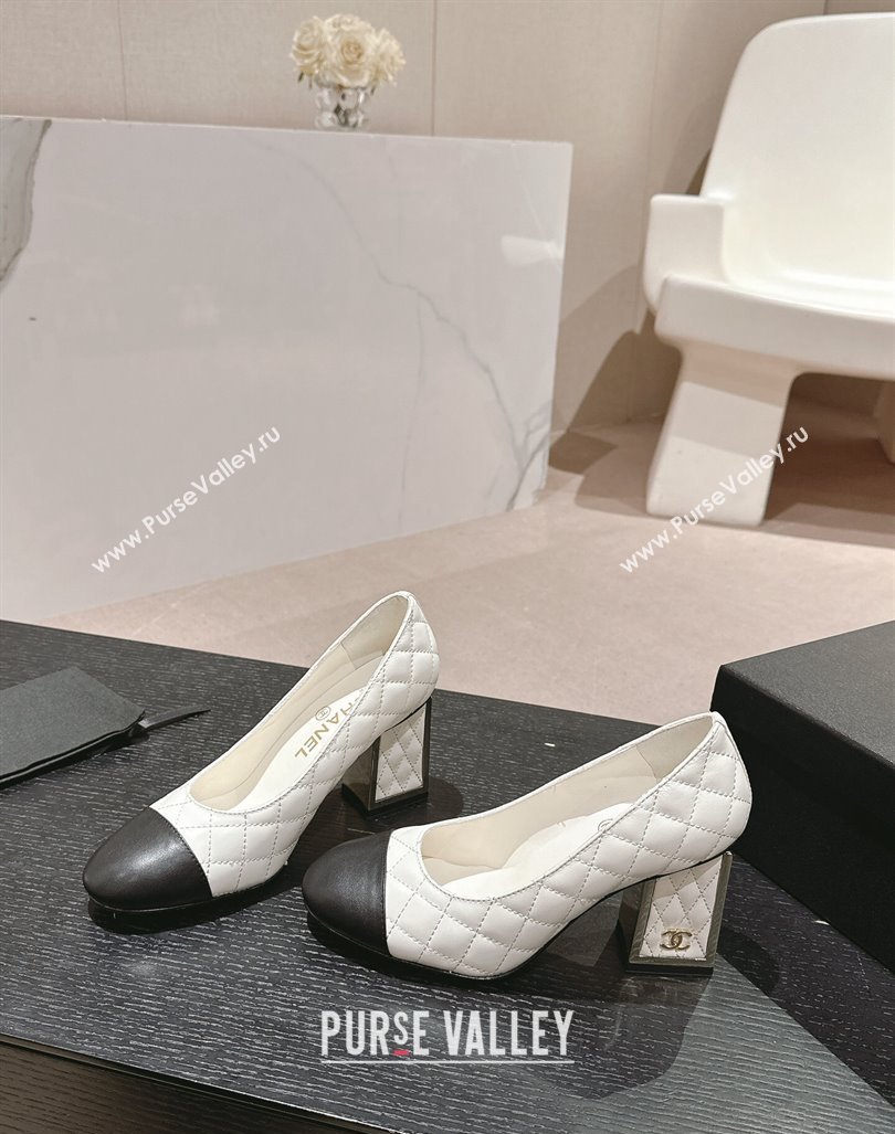 Chanel Quilted Lambskin Leather Pumps 6.5cm White 2024 G45235 (MD-240816103)