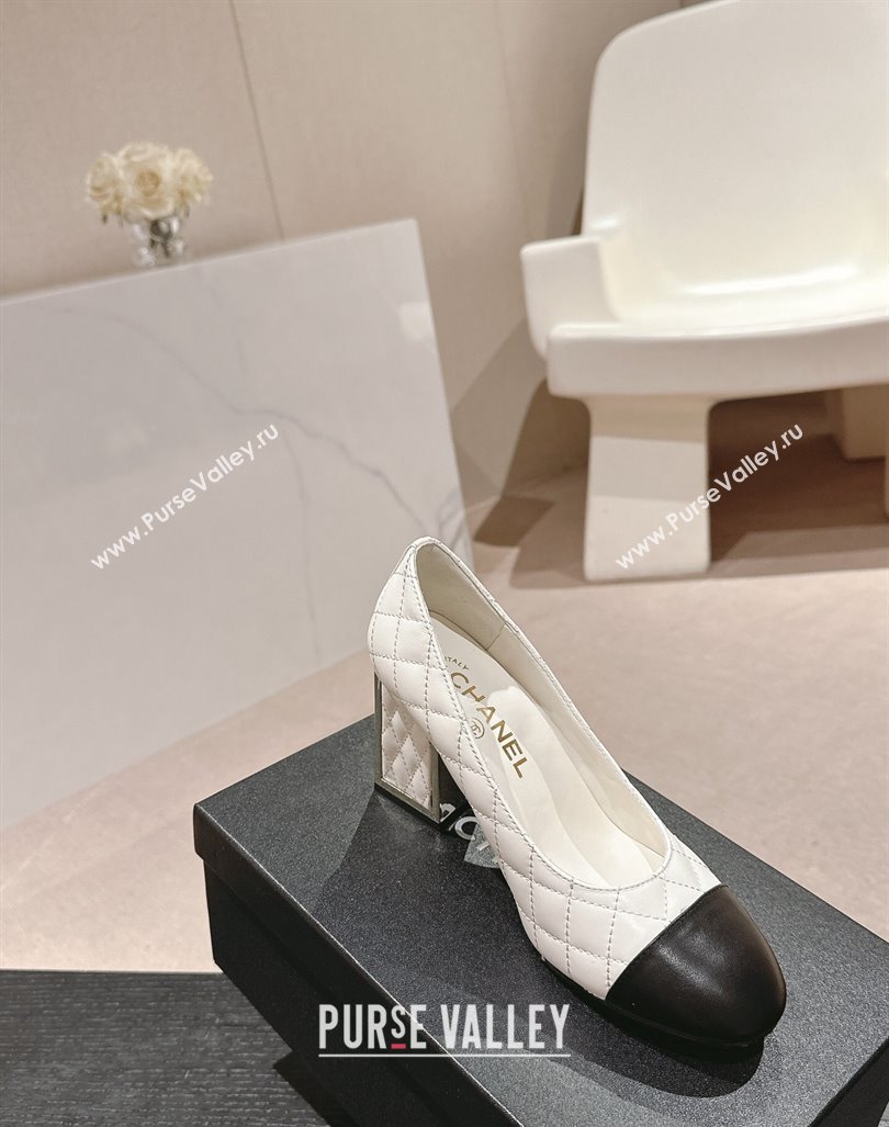 Chanel Quilted Lambskin Leather Pumps 6.5cm White 2024 G45235 (MD-240816103)