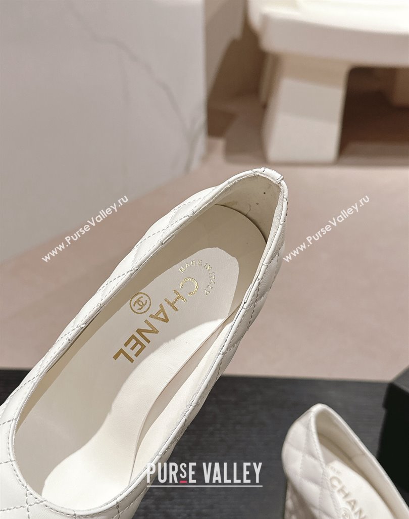 Chanel Quilted Lambskin Leather Pumps 6.5cm White 2024 G45235 (MD-240816103)