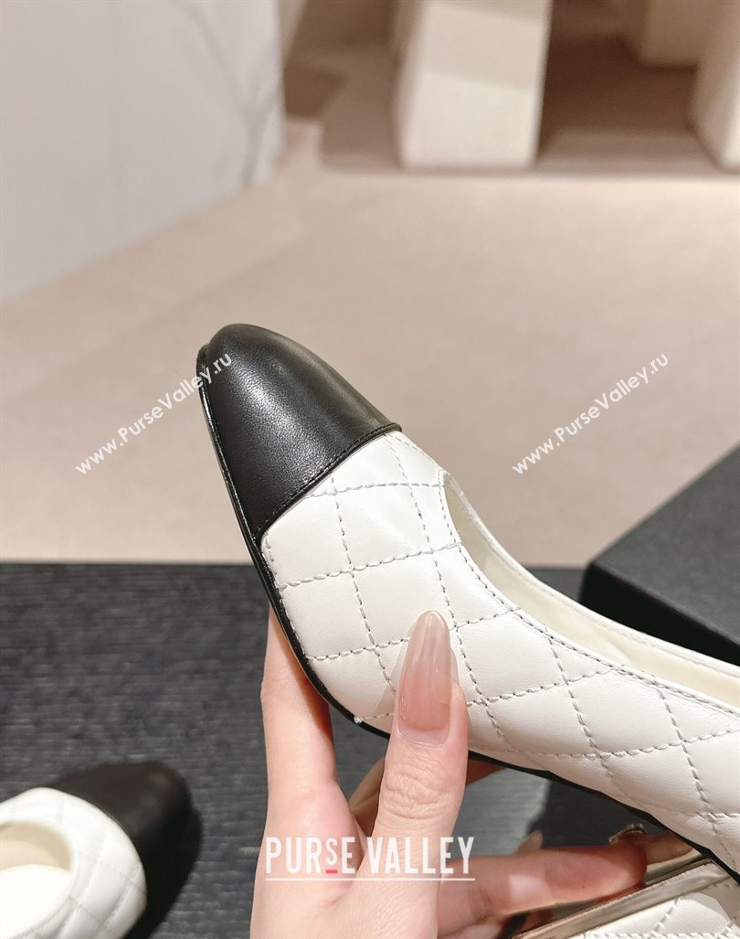 Chanel Quilted Lambskin Leather Pumps 6.5cm White 2024 G45235 (MD-240816103)