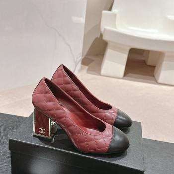 Chanel Quilted Lambskin Leather Pumps 6.5cm Burgundy 2024 G45235 (MD-240816105)