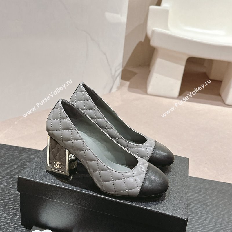 Chanel Quilted Lambskin Leather Pumps 6.5cm Grey 2024 G45235 (MD-240816106)