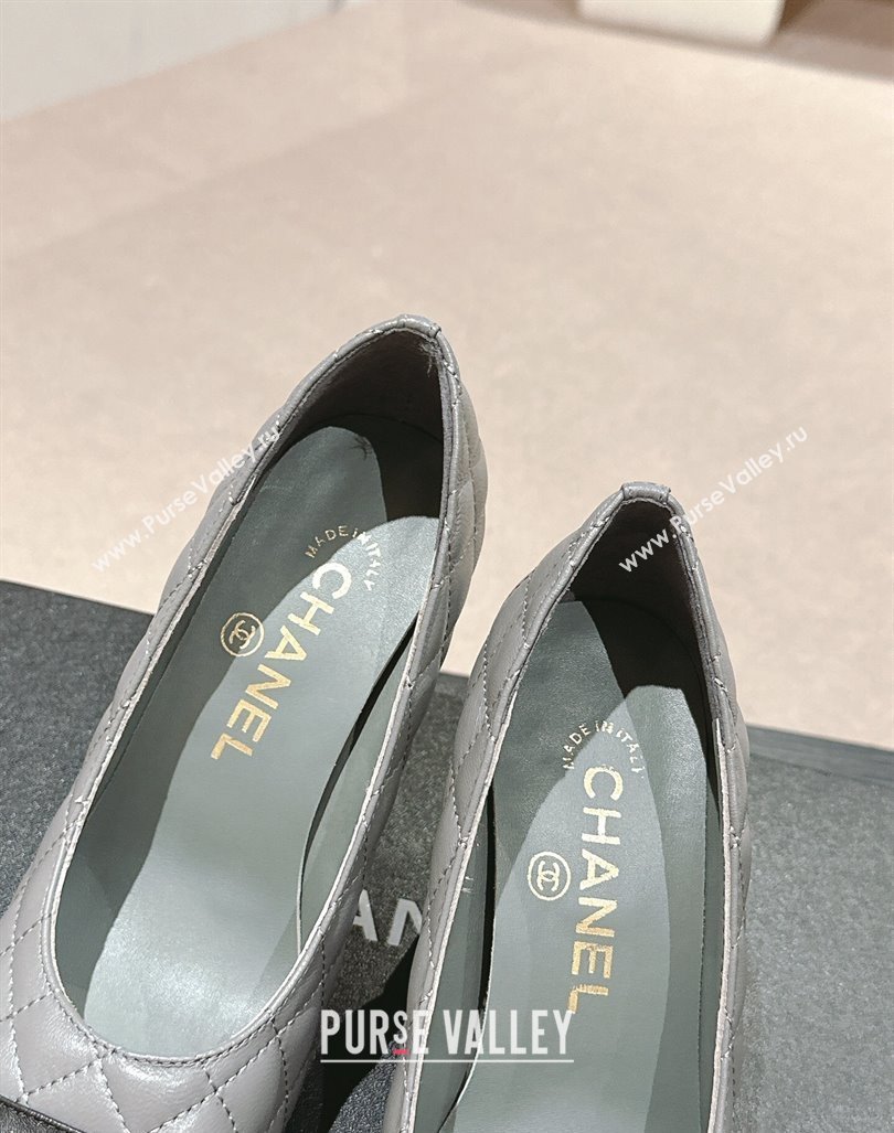 Chanel Quilted Lambskin Leather Pumps 6.5cm Grey 2024 G45235 (MD-240816106)