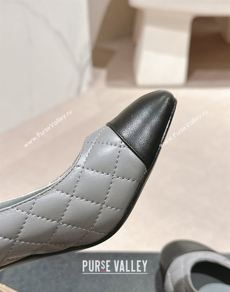 Chanel Quilted Lambskin Leather Pumps 6.5cm Grey 2024 G45235 (MD-240816106)