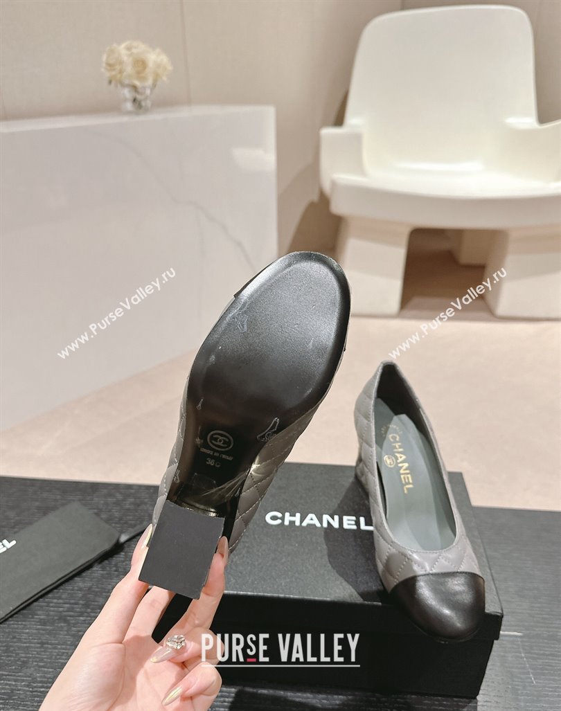 Chanel Quilted Lambskin Leather Pumps 6.5cm Grey 2024 G45235 (MD-240816106)